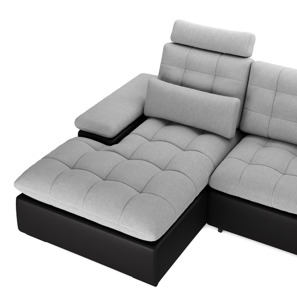 Ecksofa mit Schlaffunktion SORAYA rechts grau/schwarz