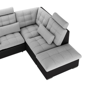 Ecksofa mit Schlaffunktion SORAYA rechts grau/schwarz