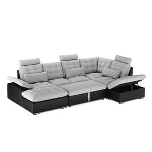 Ecksofa mit Schlaffunktion SORAYA rechts grau/schwarz