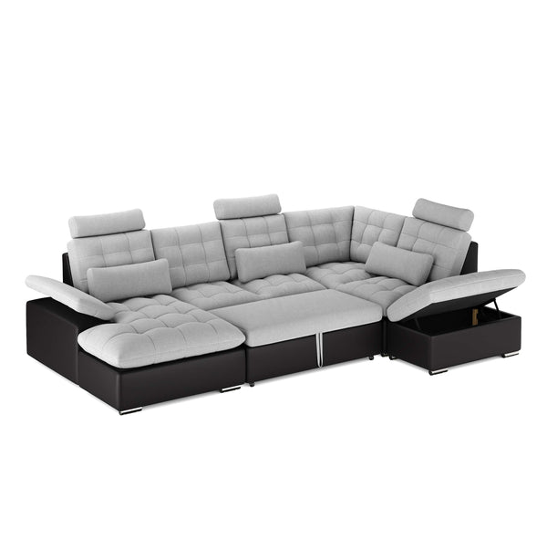 Ecksofa mit Schlaffunktion SORAYA rechts grau/schwarz