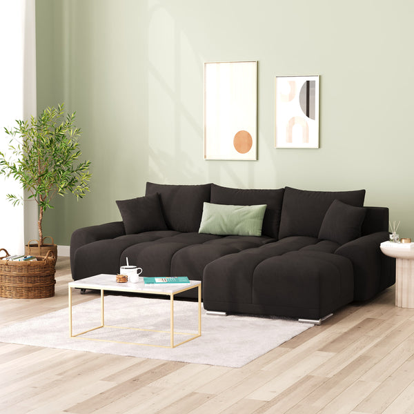 Ecksofa mit Schlaffunktion TRAVIS rechts schwarz