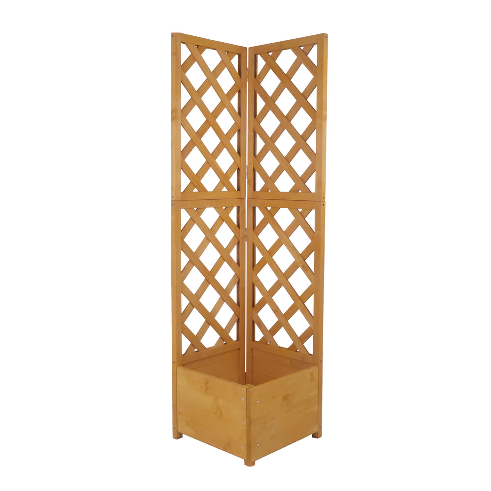 Traliccio angolare con fioriera 40 x 40 x 150 cm naturale
