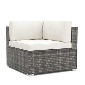 Eckteil Rattanlounge LINDOS grau/weiss