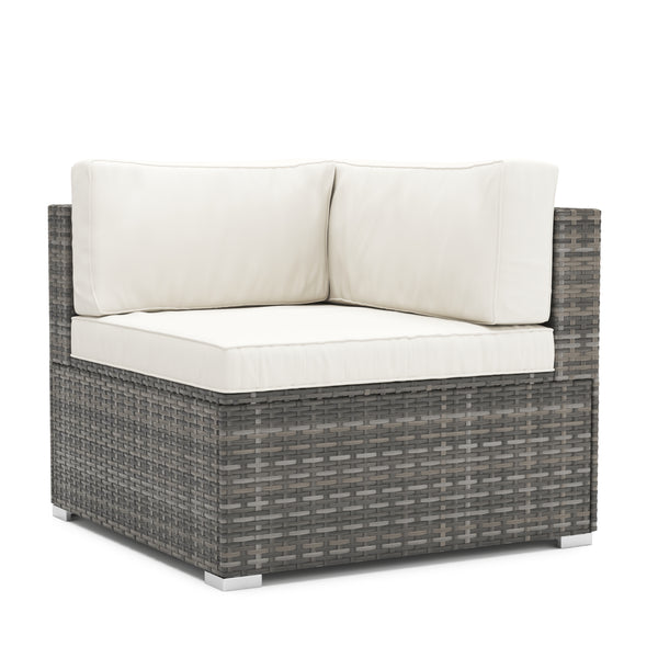 Eckteil Rattanlounge LINDOS grau/weiss