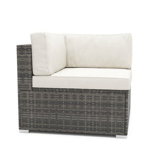 Eckteil Rattanlounge LINDOS grau/weiss