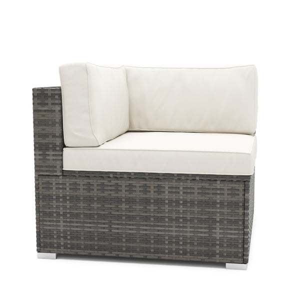 Eckteil Rattanlounge LINDOS grau/weiss