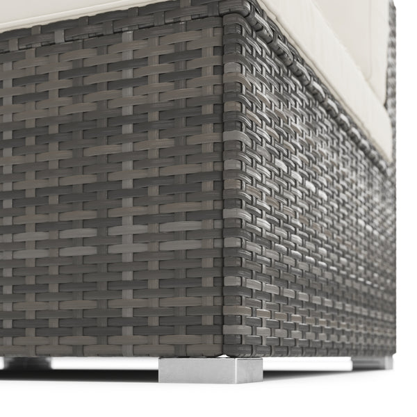 Eckteil Rattanlounge LINDOS grau/weiss