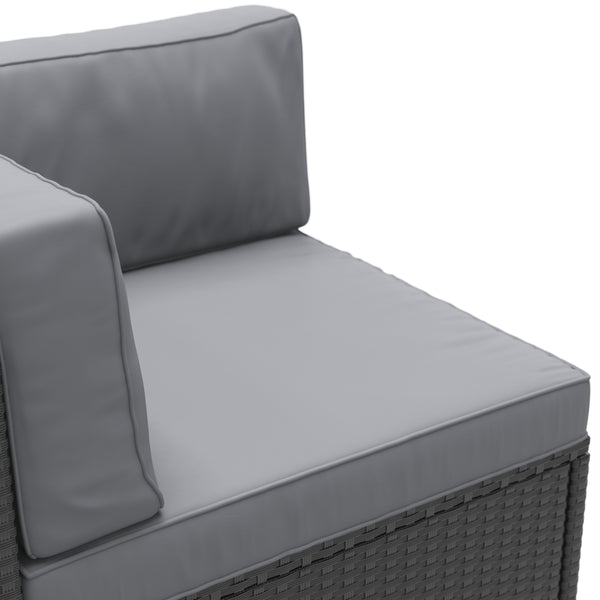 Eckteil Rattanlounge LINDOS schwarz/anthrazit
