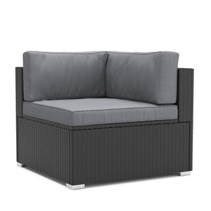 Eckteil Rattanlounge LINDOS schwarz/anthrazit