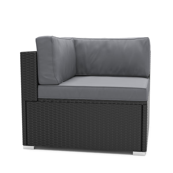 Eckteil Rattanlounge LINDOS schwarz/anthrazit