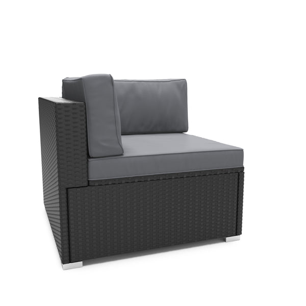 Eckteil Rattanlounge LINDOS schwarz/anthrazit