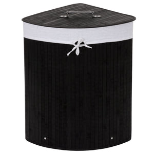 Eckwäschekorb, Laundry Bambus 50L  schwarz