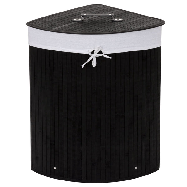 Eckwäschekorb, Laundry Bambus 50L  schwarz