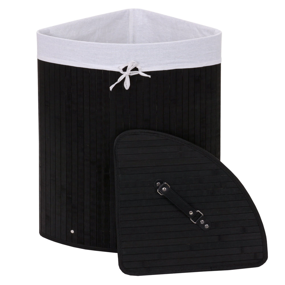 Eckwäschekorb, Laundry Bambus 50L  schwarz