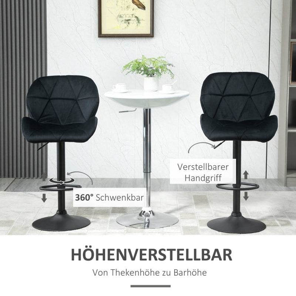 2er-Set Barhocker höhenverstellbarer Samt Schwarz
