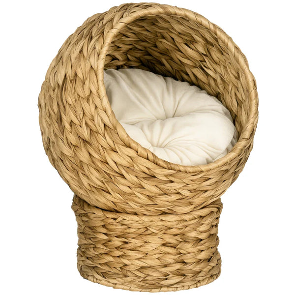 Katzenhöhle Katzenbett mit Kissen Hütte Braun, 42 x 33 x 52 cm
