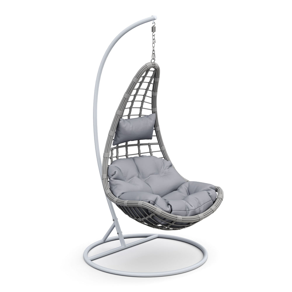 Poltrona sospesa con struttura KUBA grigio/bianco