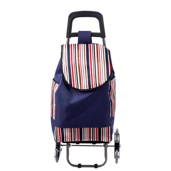 Einkaufstrolley mit Klappsitz 40L blau/bunt