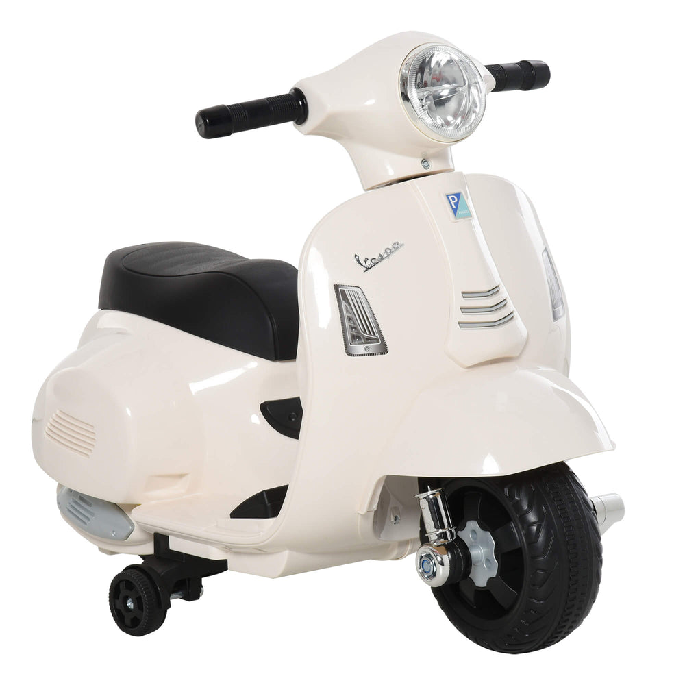 Moto elettrica per bambini Vespa con rotelle, bianca