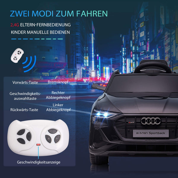 Elektroauto Kinderauto Audi e-tron lizenziert Schwarz