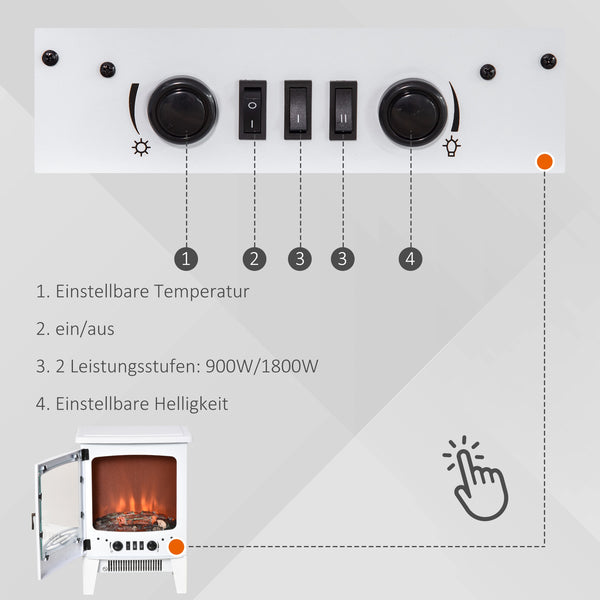 Elektrokamin Elektro-Heizung 1800W weiss