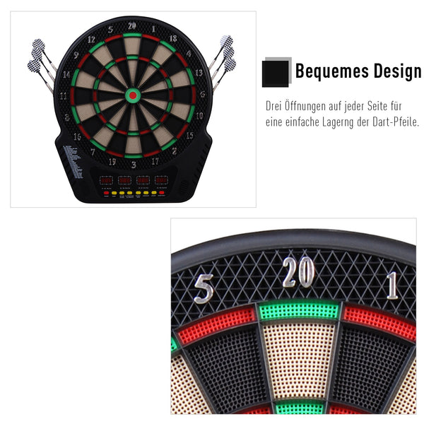 Electronic dartboard with 6 darts, 44x51.5x3.2cm
