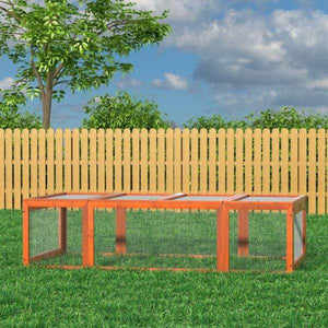 Freilaufgehege für Kleintiere Aufklappbares Dach Tannenholz Orange