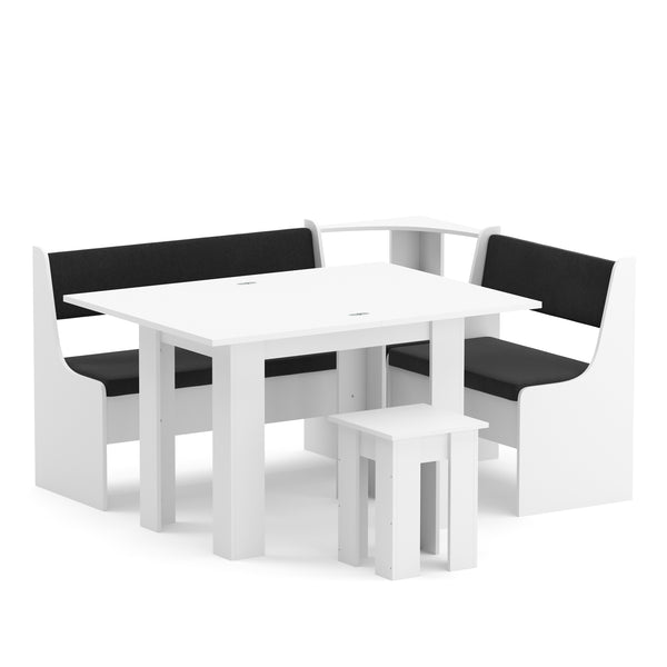 Eckbankgruppe CORNELIA 3-teilig weiss/schwarz