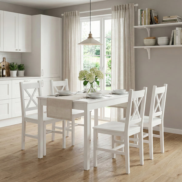 Essgruppe Holz LINDSAY 5-teilig weiss