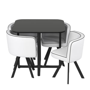Essgruppe Leder BRUNOR 5-teilig schwarz/weiss
