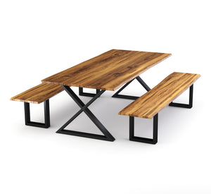 Esstisch Holz ACACIA X-Fuss 200 x 90 cm