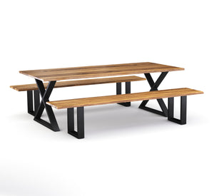 Esstisch Holz ACACIA X-Fuss 200 x 90 cm