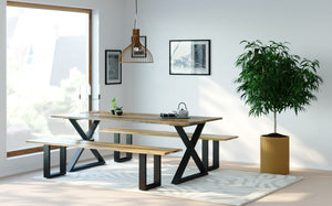 Esstisch Holz ACACIA X-Fuss 200 x 90 cm