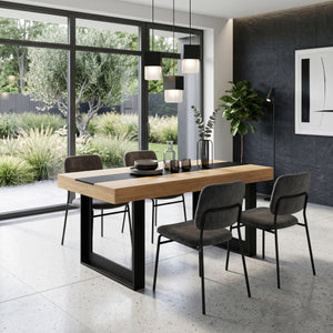 Esstisch CHELSEA 160 x 90 cm hellbraun/schwarz