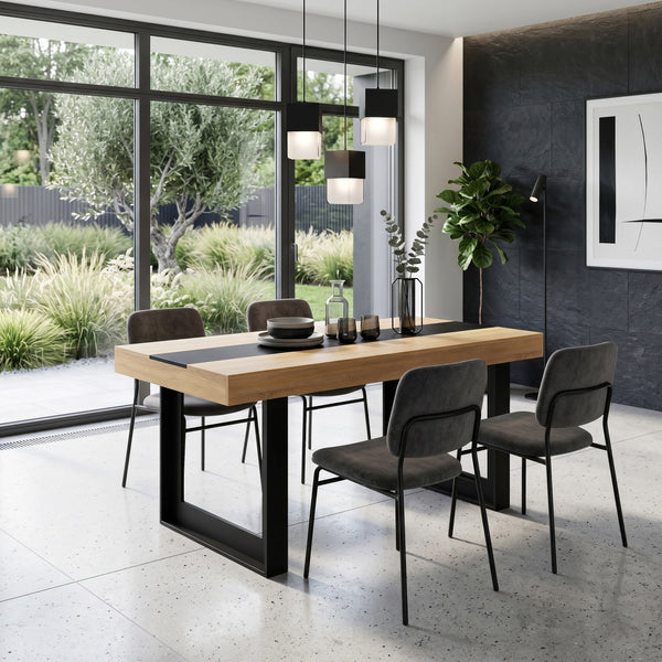 Esstisch CHELSEA 160 x 90 cm hellbraun/schwarz