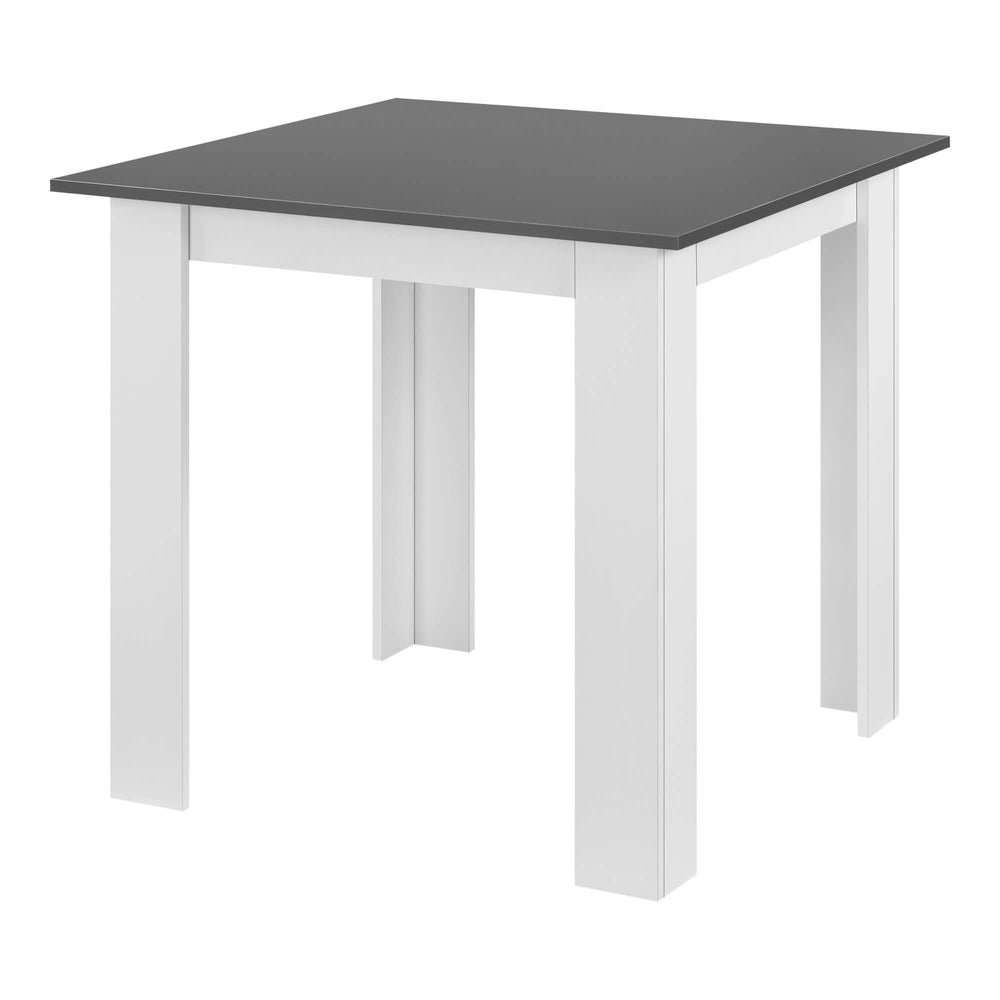Table de salle à manger Algermissen 80x80x76 cm pour 4 personnes, gris foncé/blanc