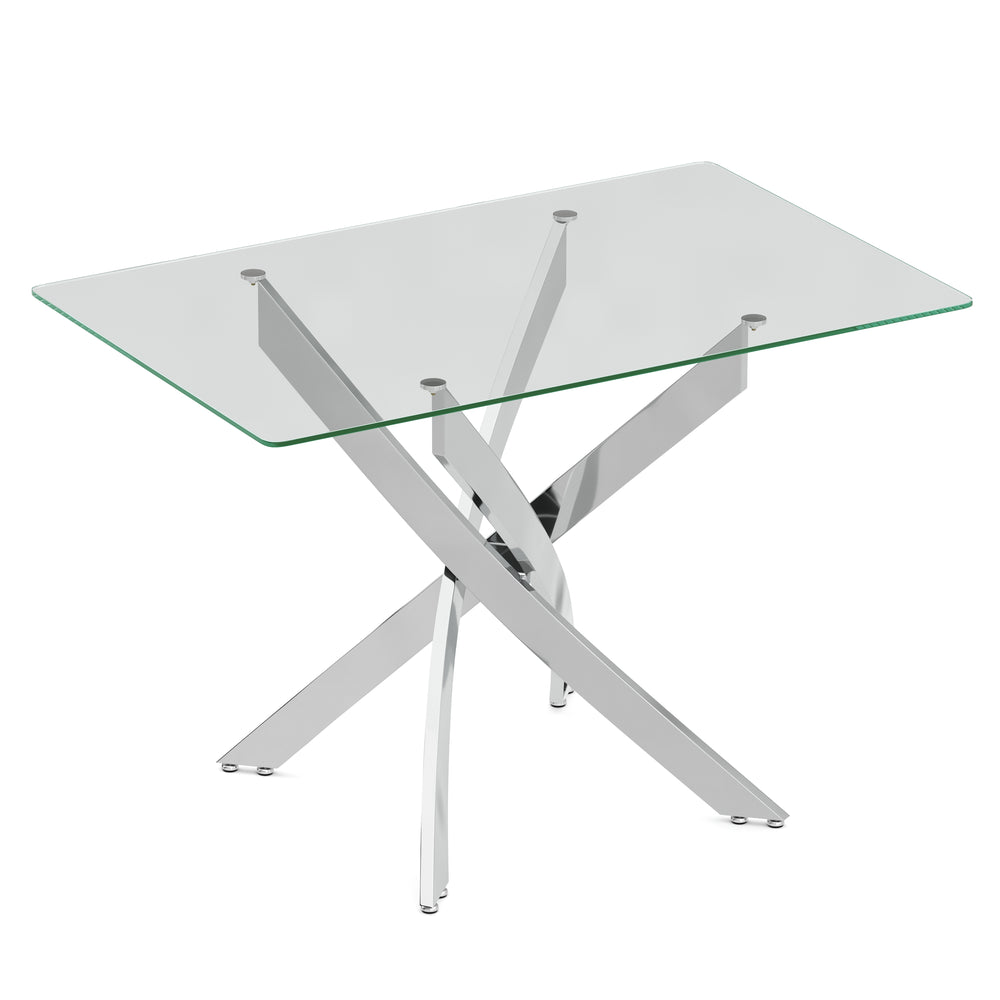 Table de salle à manger en verre ECLIPSE 110 x 70 cm argent