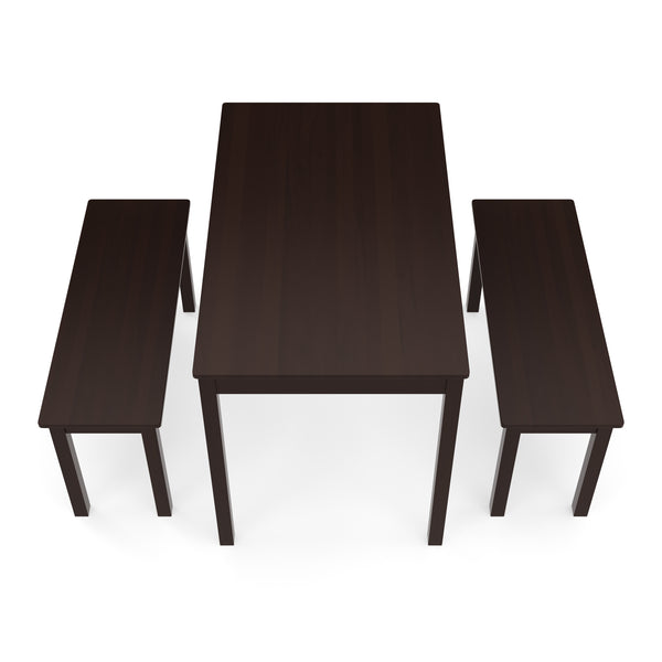 Esstisch Holz JULIET 108 x 65 cm mit 2 Bänken dunkelbraun