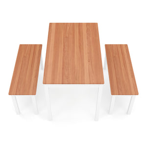 Esstisch Holz JULIET 108 x 65 cm mit 2 Bänken natur/weiss