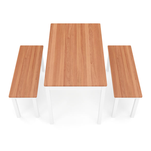 Esstisch Holz JULIET 108 x 65 cm mit 2 Bänken natur/weiss