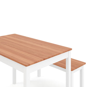 Esstisch Holz JULIET 108 x 65 cm mit 2 Bänken natur/weiss