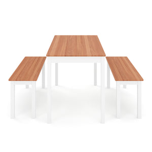 Esstisch Holz JULIET 108 x 65 cm mit 2 Bänken natur/weiss