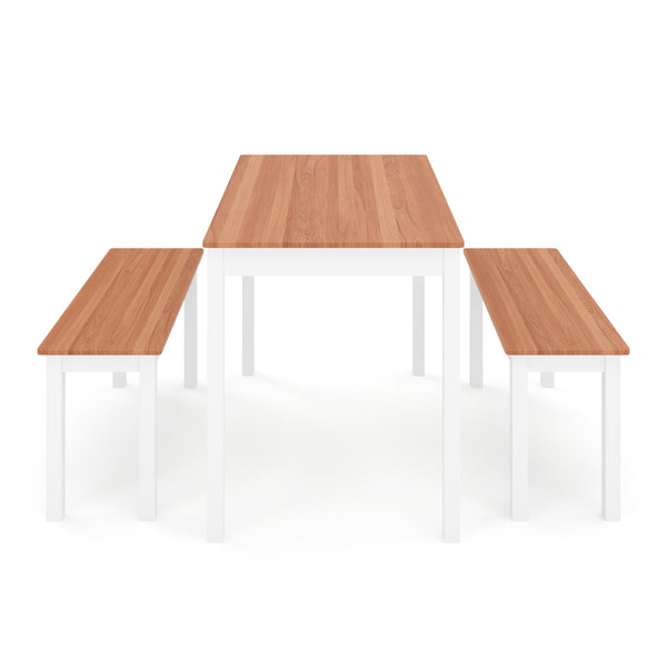 Esstisch Holz JULIET 108 x 65 cm mit 2 Bänken natur/weiss