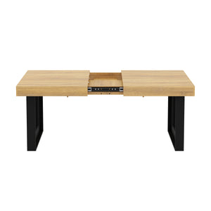 Esstisch ausziehbar CHELSEA 160/200 x 90 cm hellbraun/schwarz