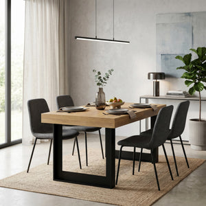 Esstisch ausziehbar CHELSEA 160/200 x 90 cm hellbraun/schwarz
