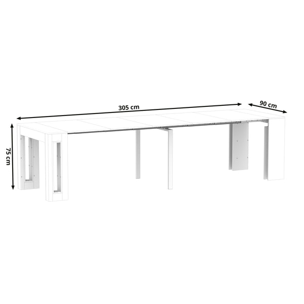 Esstisch ausziehbar GRAND 45/305 x 90 cm weiss