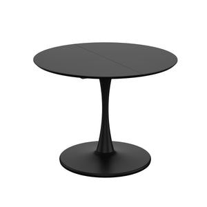 Esstisch ausziehbar HOLMEN oval 100/140 x 100 cm schwarz