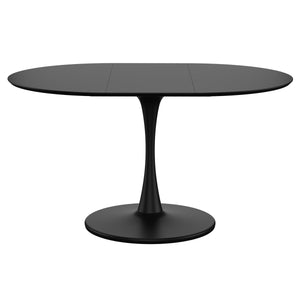 Esstisch ausziehbar HOLMEN oval 100/140 x 100 cm schwarz