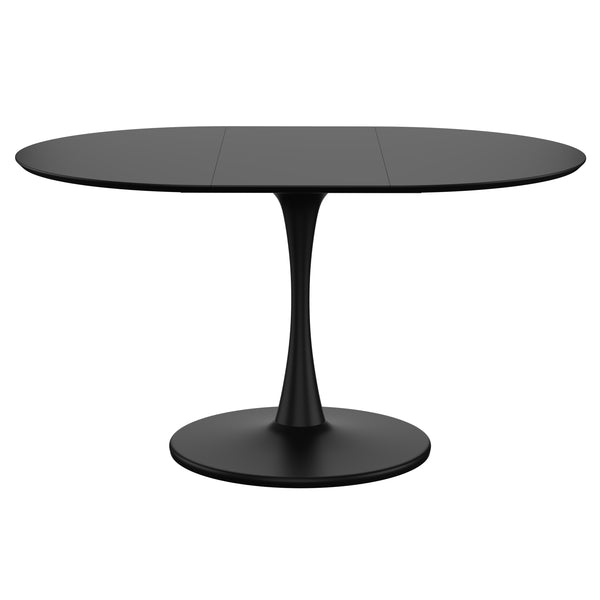 Esstisch ausziehbar HOLMEN oval 100/140 x 100 cm schwarz