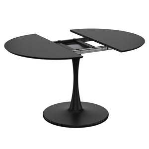 Esstisch ausziehbar HOLMEN oval 100/140 x 100 cm schwarz